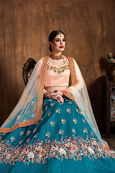 Teal blue lehenga choli